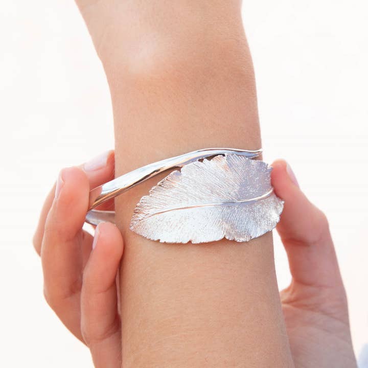 BRACCIALE RIGIDO FOGLIA D'ARGENTO per la vendita all'ingrosso da parte di Argent Basic