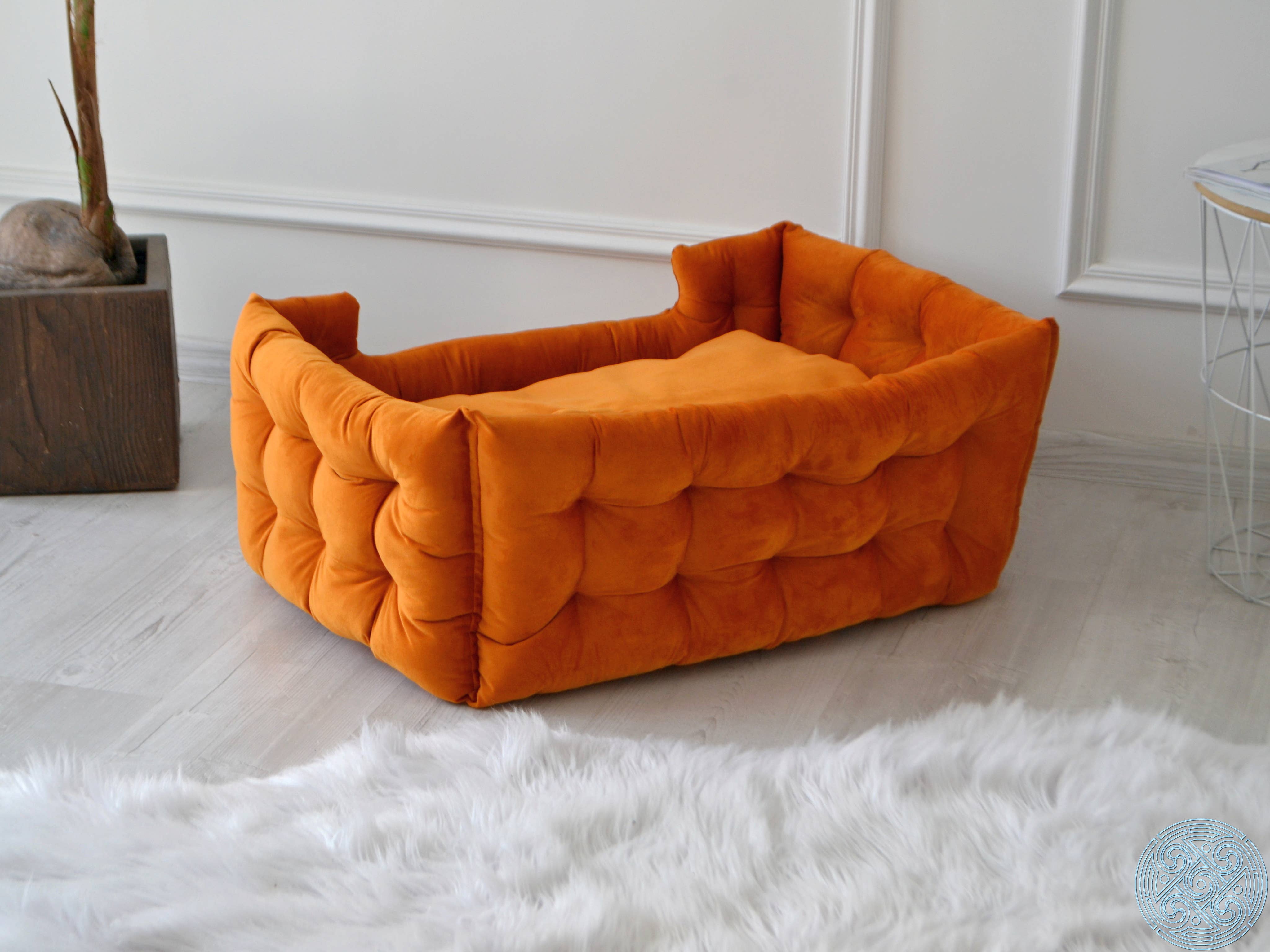 Magicalworld – wholesale Husdjursbädd – Hund – Djurångestbädd för stora hundar i orange, personalisering1