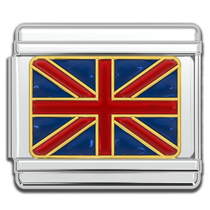 Natalia - Wholesale Individual Charm/Pendant - Italian Charms - UK Flag, 9mm Enamel Bracelet Links