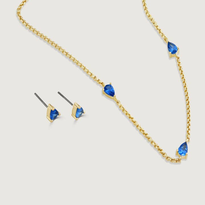 Conjunto de Gargantilha e Gargantilha em Zircão Azul por atacado de Buckley London