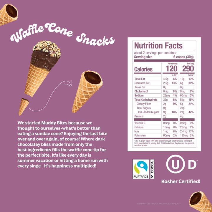 Muddy Bites - Wholesale Cookie - Dark Waffle Cones Snacks