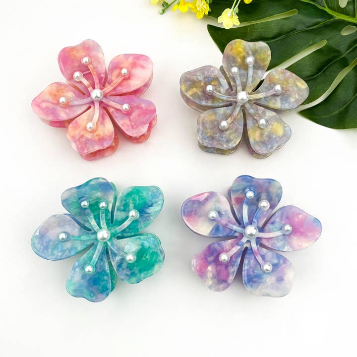 Pearl Sakura Claw Clip, Flower Hair Clip for wholesale by TheDivaSoap