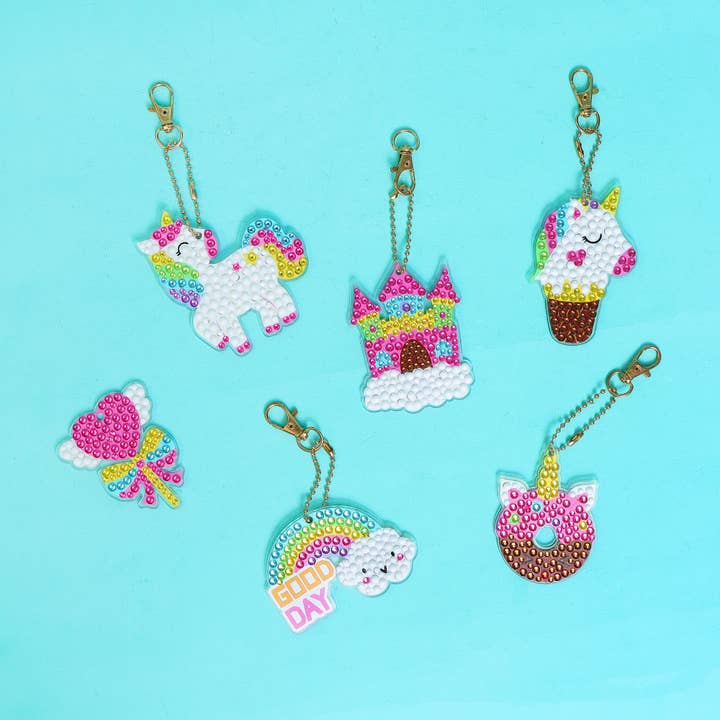 Kitsville - Wholesale DIY craft kit – Child - Adorable Keychains Diamond Art Kit – Unicorn (Set of 15)6