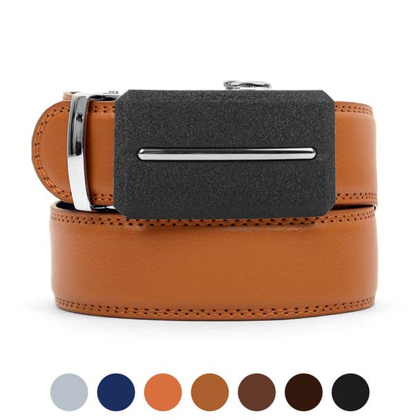 Men's Genuine Leather Buckle Ratchet Belt - MGLBB8 for wholesale by Selini New York