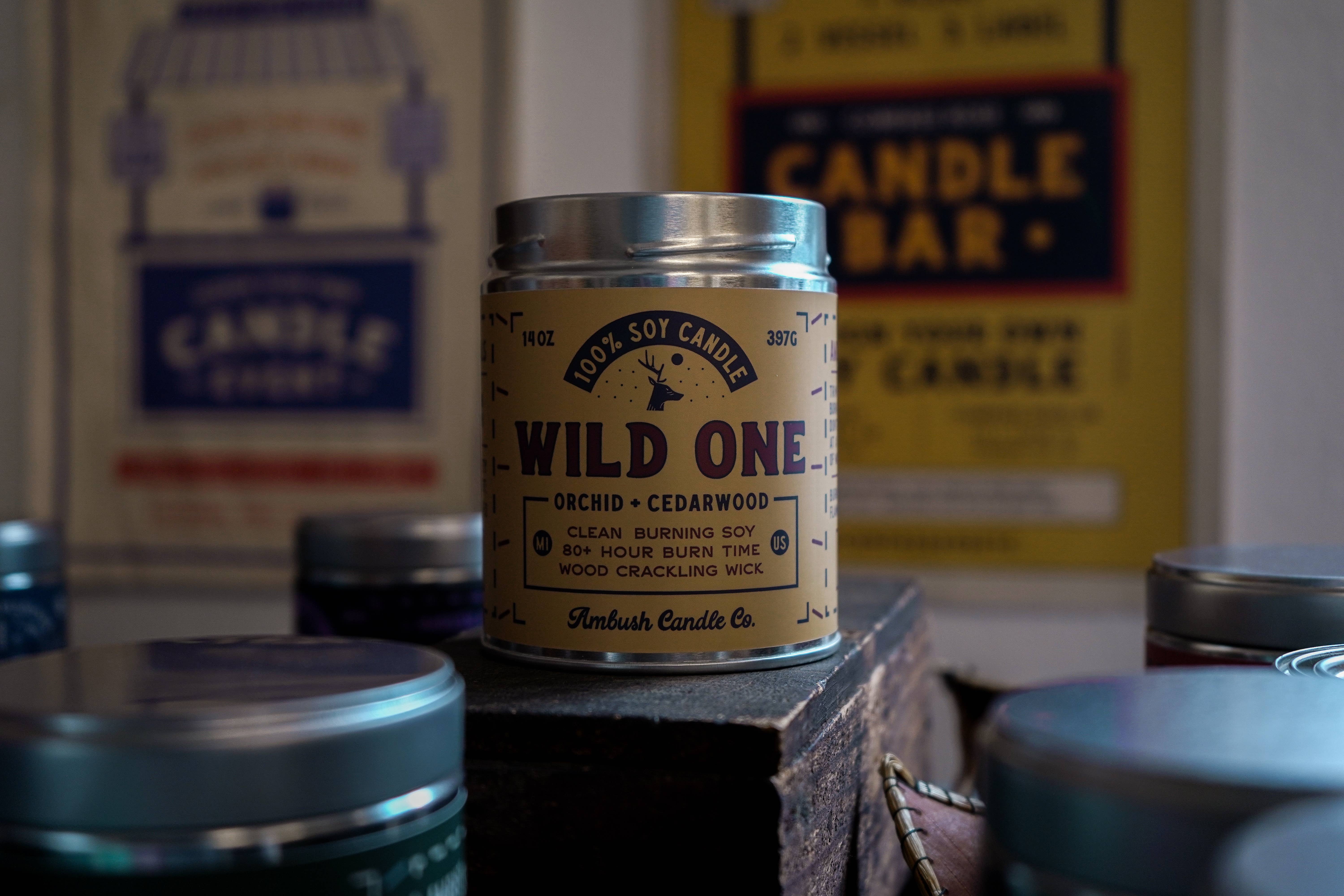 Ambush Candle Co. - Wholesale Travel Candles - Wild One | Orchid + Cedarwood 14oz Soy Candle3
