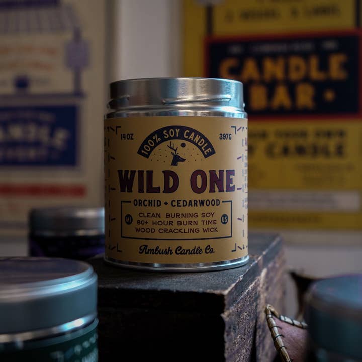 Ambush Candle Co. - Wholesale Travel Candles - Wild One | Orchid + Cedarwood 14oz Soy Candle3