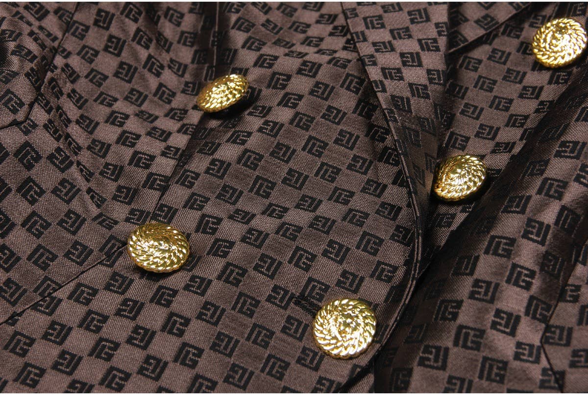 Marron Blazer brodé jacquard femme BL080 en vente sur Faire15