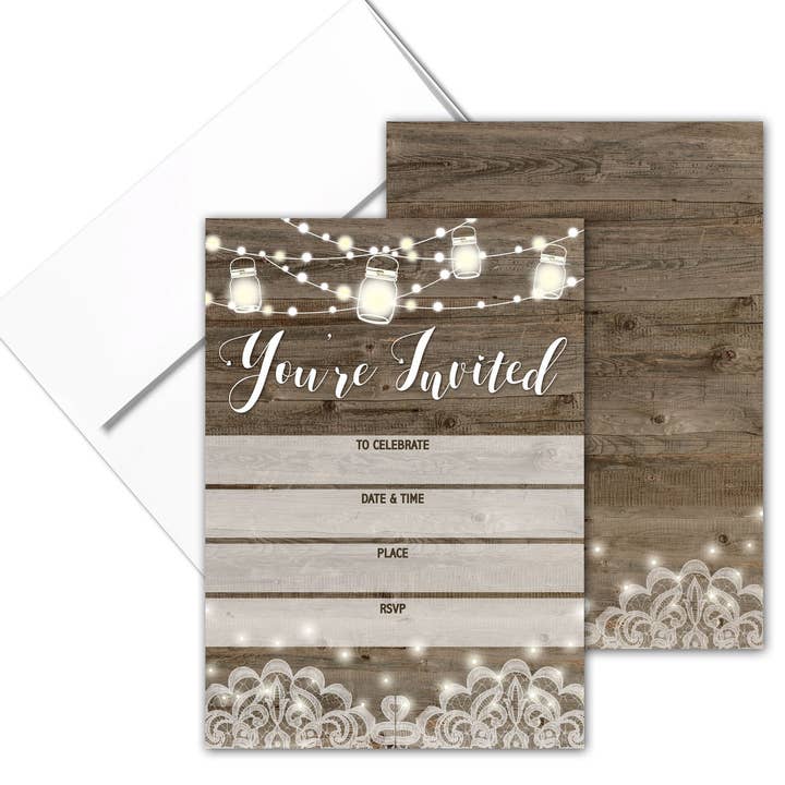 Rustic Fill-in Party Invitations for Weddings & Events for wholesale by Stonehouse Collection