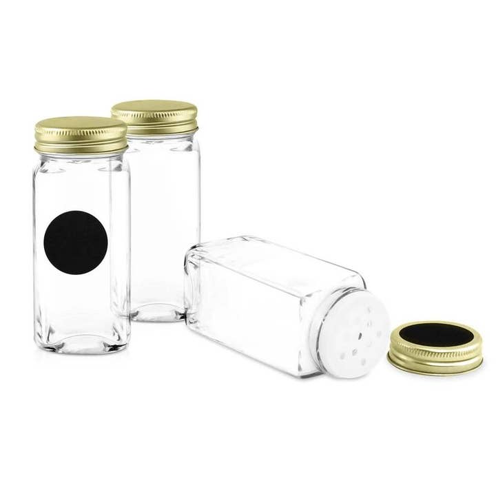 Nellam - Wholesale Jar - French Square Glass Spice Jars with Shaker Lids, Set of 243