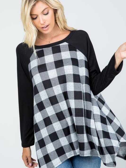 Maglione in tartan Shark Bite Tunic per la vendita all'ingrosso da parte di Rose Mellow Fashion