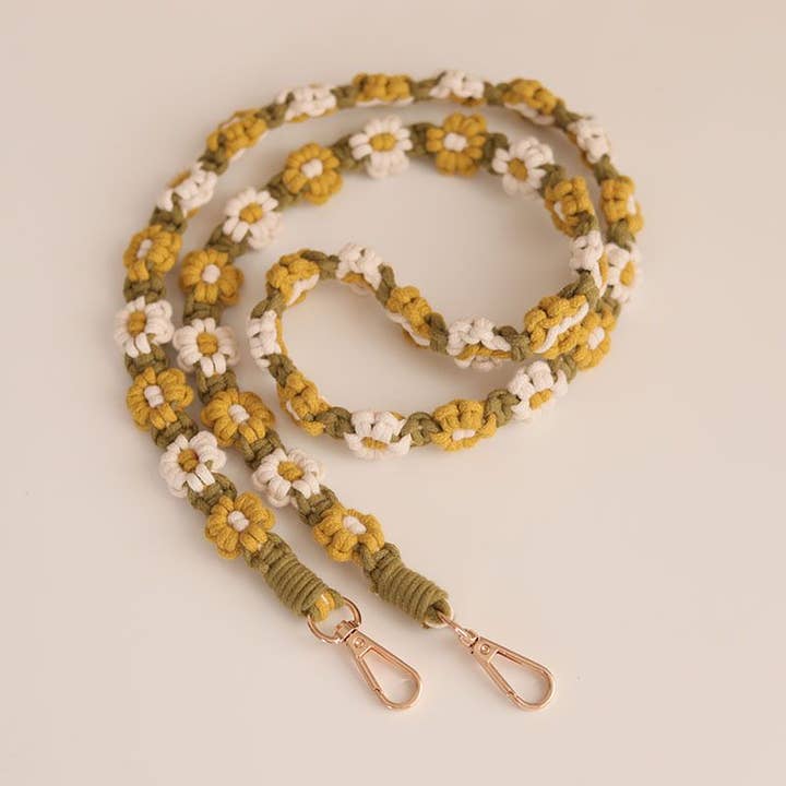 Weavey Studio – Engroshandel Nøglesnor – Kvinder – Weavey Studio macrame blomster-mønster rem til kamera og telefon10