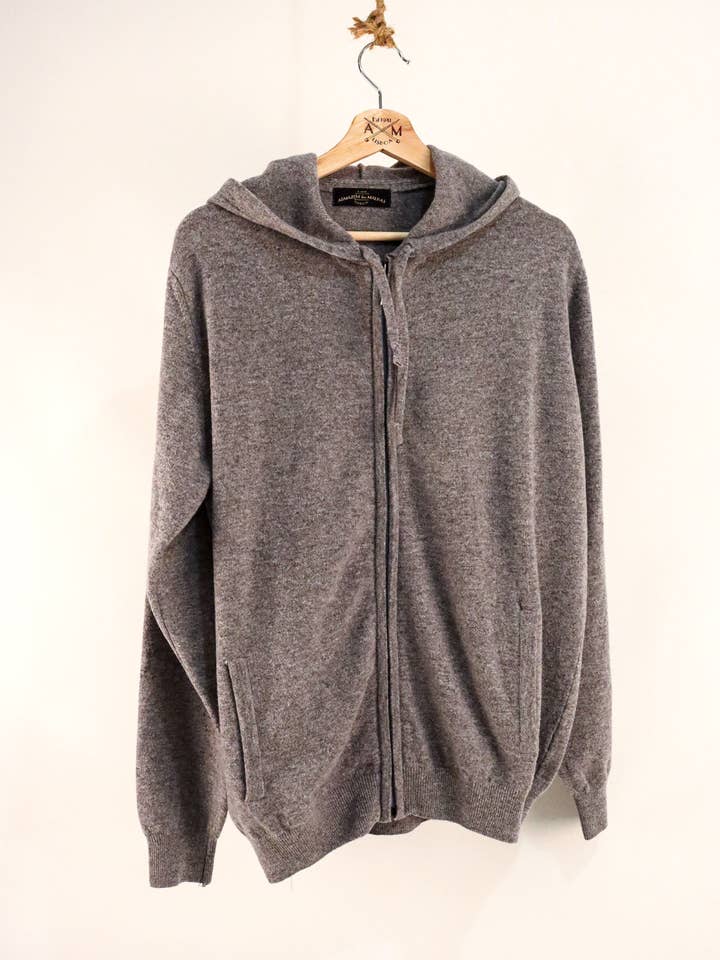 Lambswool Hooded Cardigan - Grey for wholesale by ARMAZÉM DAS MALHAS