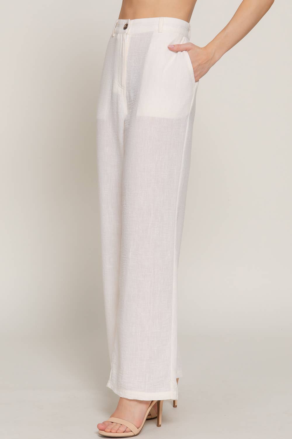 Active Basic | Active USA - Wholesale Pants - Women's - Straight Woven Linen Effect Long Pants15