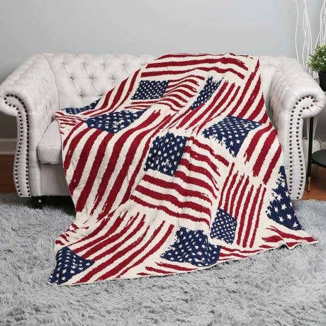 Patriotic American Flag Throw Blanket for wholesale by Madeline Love