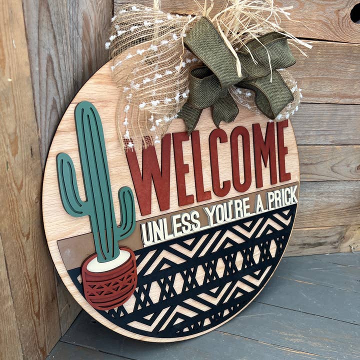 Rustic Home Co LLC - Wholesale Door Hanger - Sign,Welcome Cactus Door-hanger, Home Decor, porch Decor1