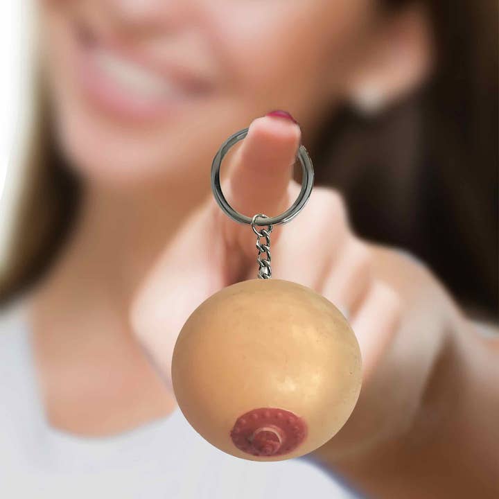 Little Genie Productions – wholesale Gag gift/novelty gift – Super Fun Key Chain, One Squishy Boob
