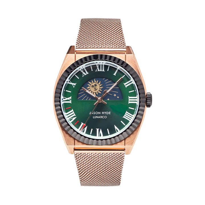 LUNATICO | RELOJ DE 40 MM CON ESFERA VERDE - CORREA DE MALLA para venta al por mayor de JASON HYDE