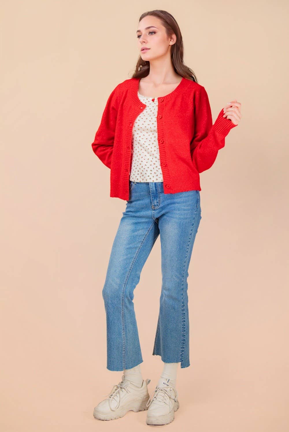 VERY J - Wholesale Cardigan - Women's - 12W3475N-Print & Solid Soft Knit Sweater Cardigan13