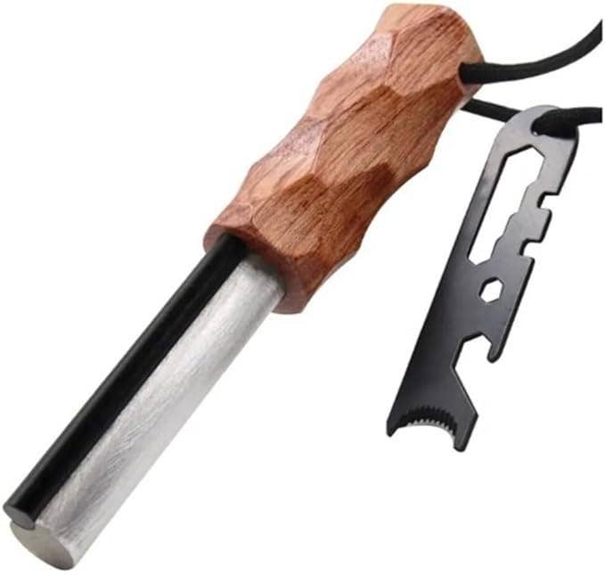 VIGOR - Vente Outil de bricolage - Accessoires de survie - Allume-feu en ferrocerium avec manche en bois résistant et étanche8