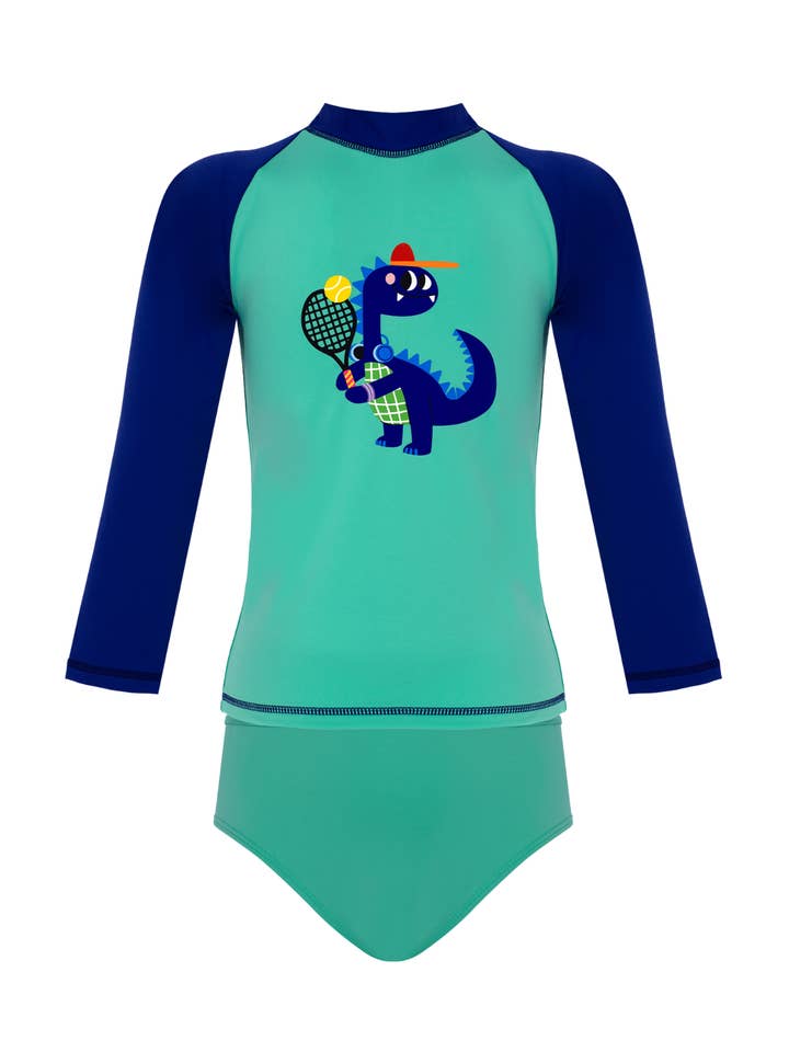 Dinosaur Print UPF50+ Girls Swim Set for wholesale by Daring Littles