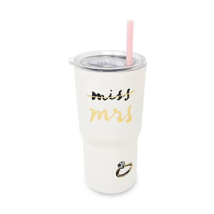 Roestvrijstalen 20 oz. Beker met Rietje, Van Miss naar Mevrouw. voor wholesale door kate spade new york intl