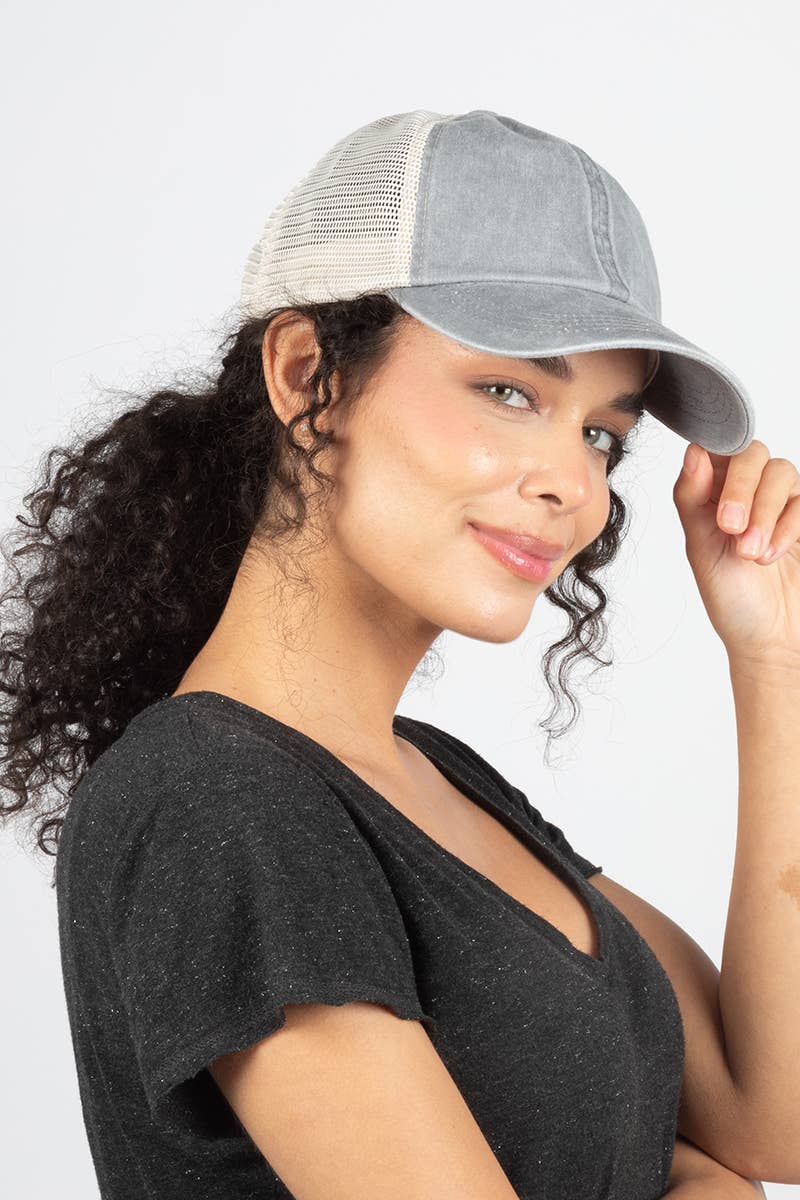David And Young - Wholesale Baseball Cap - Women's - ACAPM306 - Pigment Washed Mesh Back Baseball Cap2