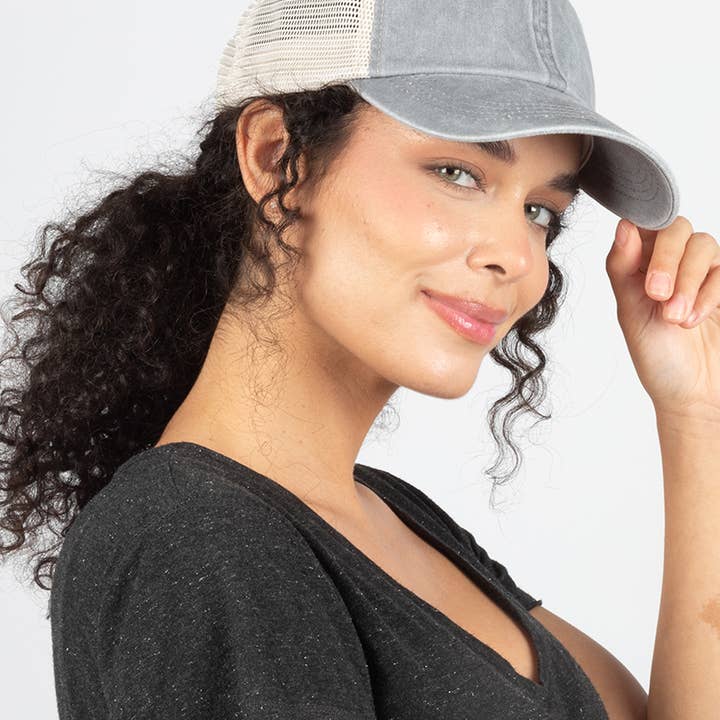 David And Young - Wholesale Baseball Cap - Women's - ACAPM306 - Pigment Washed Mesh Back Baseball Cap2