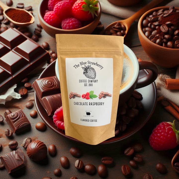 The Blue Strawberry Coffee Co - Wholesale Ground Coffee - Chocolate Raspberry (Flavored Coffee)