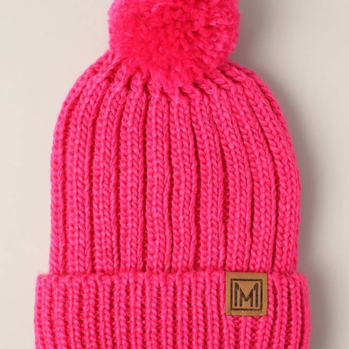 Fashion City - Wholesale Beanie – Women's - Winter Rib Knitted Sherpa Lined Pom Pom Beanie Hat4