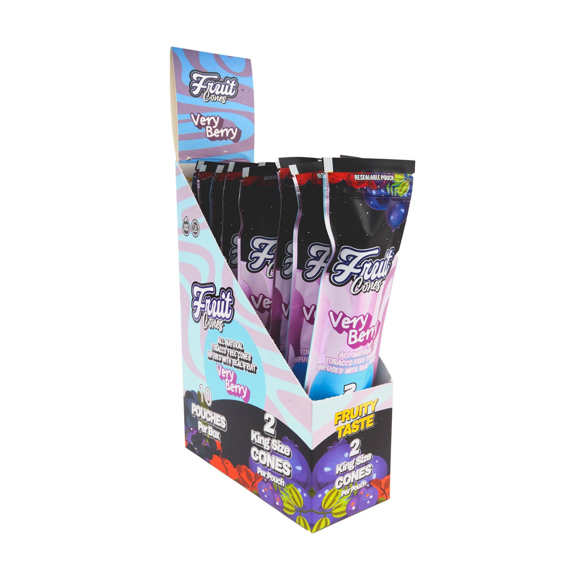 Cannatron - Wholesale Retailer Display - Paper & Novelty - Fruit Cuts Natural Pulp Cones - King Size - 2pk - 10ct24