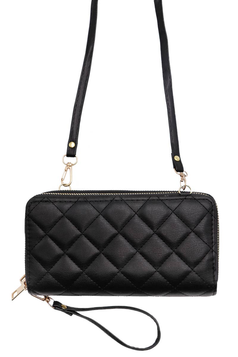 Cap Zone - Wholesale Wallet - Women's - Diamond Quilted PU Double Zipper Continental Wallet Bag2