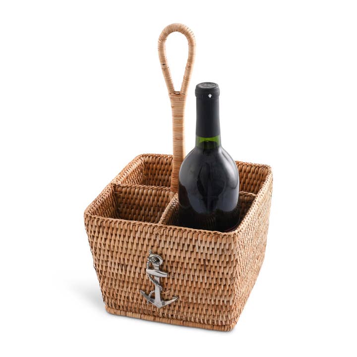 Vagabond House - Wholesale Flatware Caddy - Anchor Hand Woven Wicker Rattan Flatware Caddy