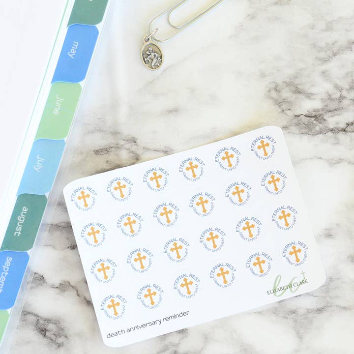Eternal Rest Prayer & Memento Mori Planner Stickers for wholesale by Elizabeth Clare