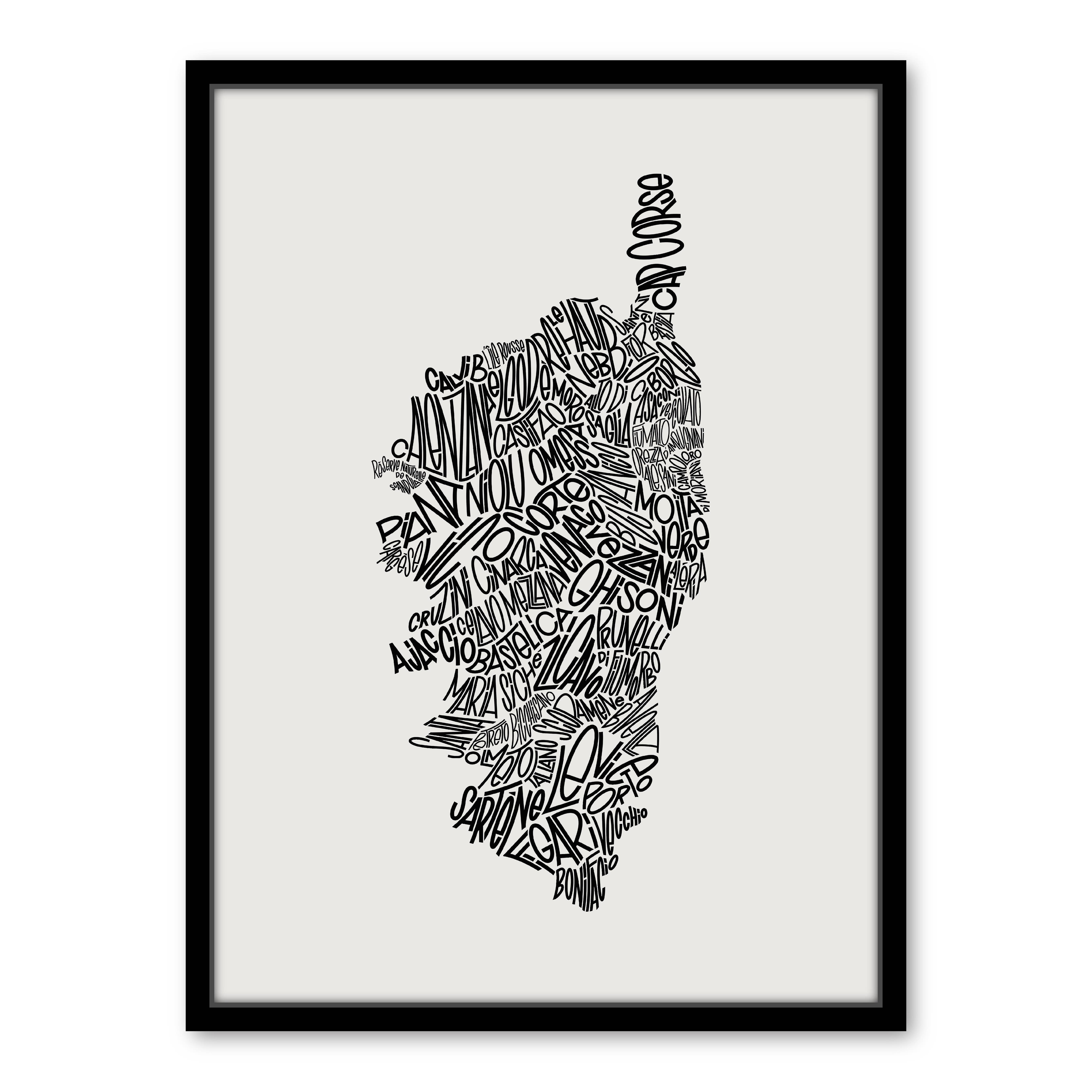 Les Petits Plans - Venta al por mayor Pósteres - Póster de Córcega con nombres de ciudades y regiones10