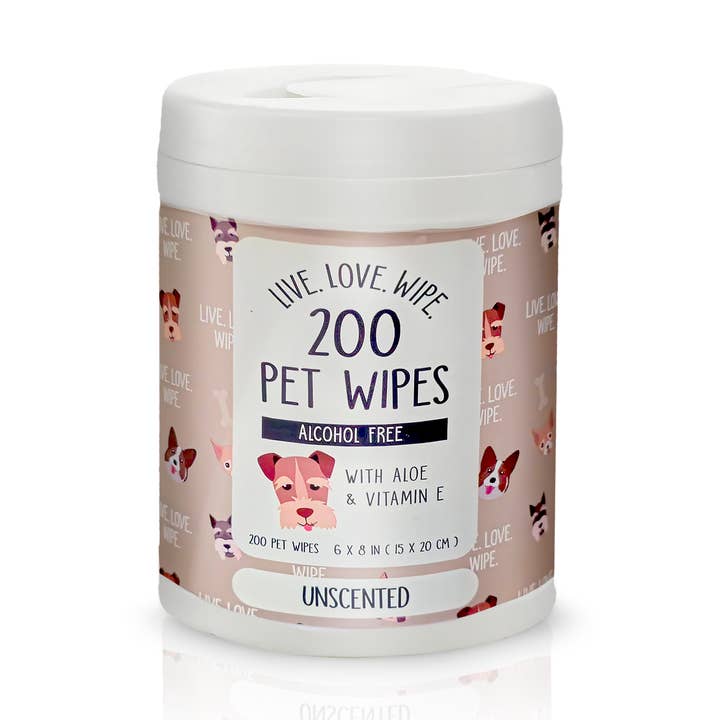 Precious Tails 200pc. Pet Wipes in Canister w/ Aloe & Vit. E for wholesale by Precious Tails