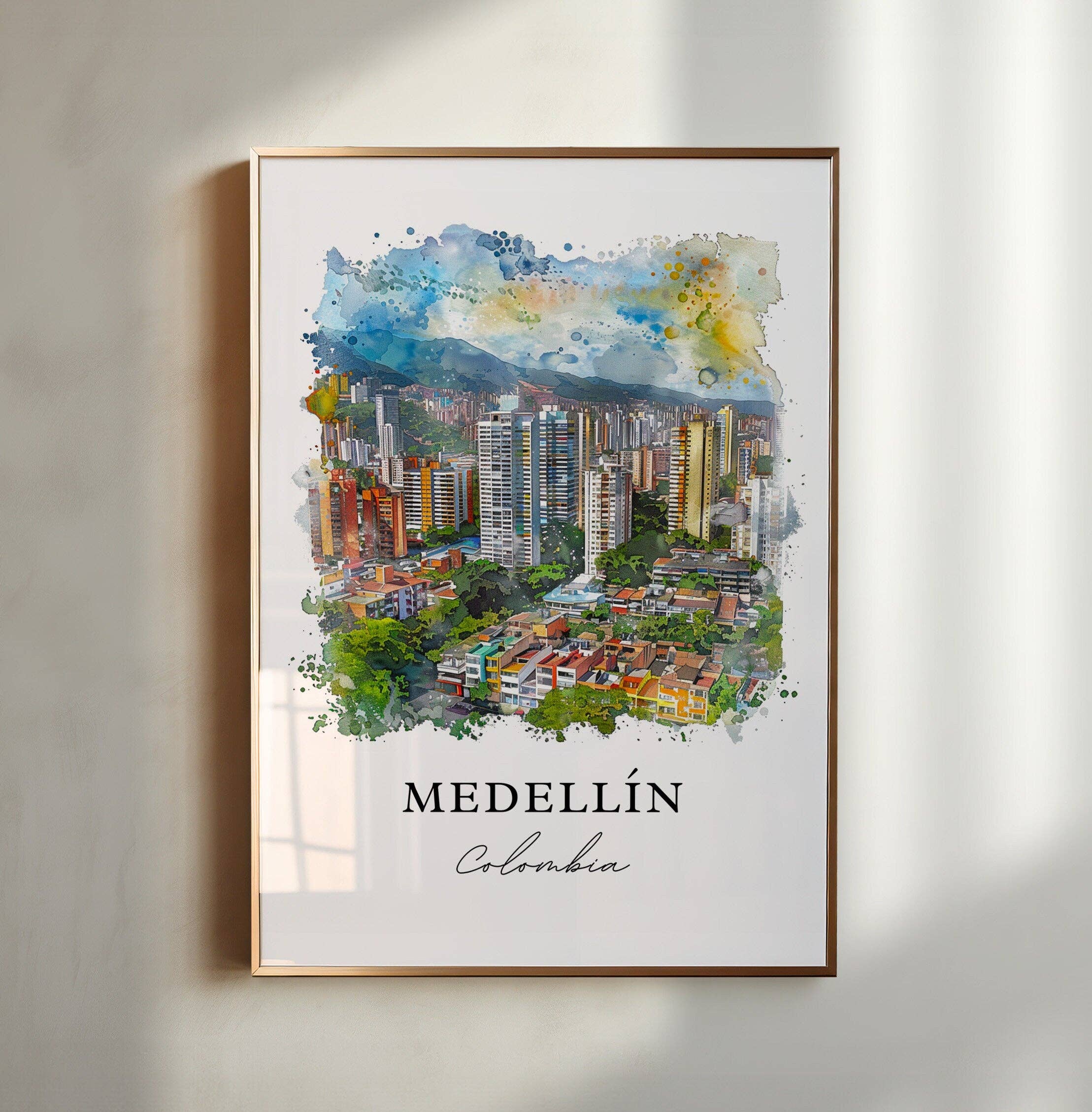 Premium Travel Art - Wholesale Art Print - Medellin Colombia Wall Art, Medellin Colombia Print, Medellin Watercolor, Colombia Gift,0