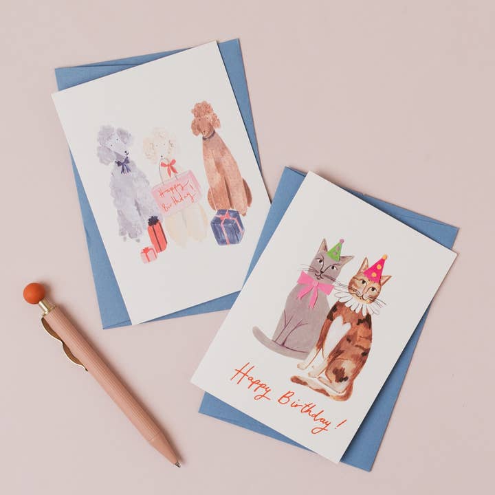 Peggy & Kate - Wholesale Birthday Card - Party Puppers Card | Poodles Card | Dog Lover | Funny Dogs1