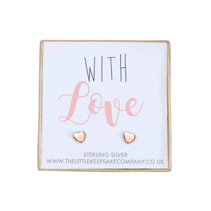 Rose guld Vermeil Citat Øreringe - Med Kærlighed for engroshandel hos The Little Keepsake Company