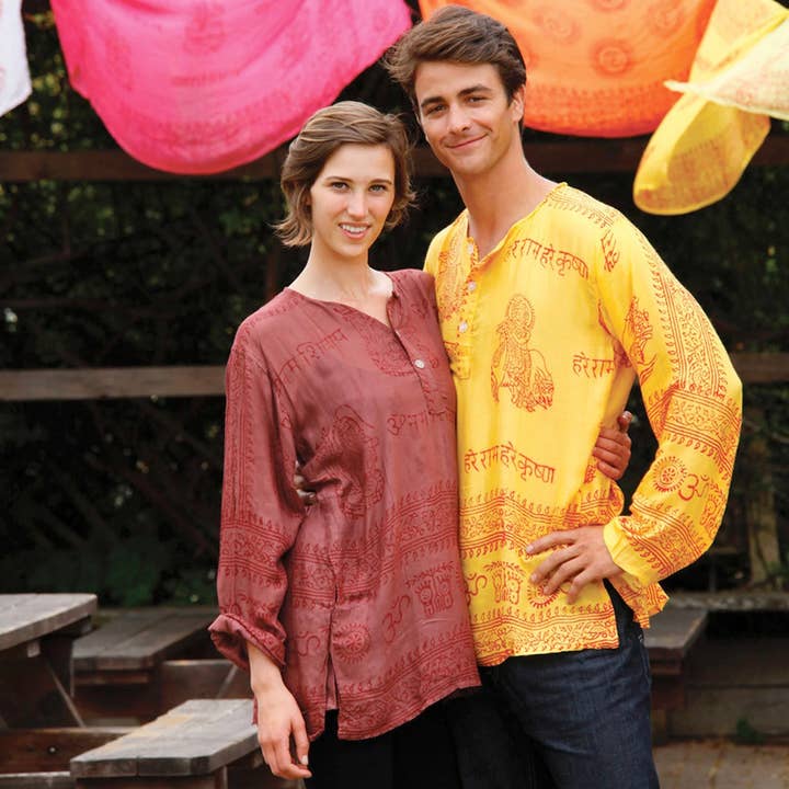 Jayli Clothing - Wholesale Tunic - Women's - Boho Hippie Rayon Prayer Print Long Sleeve Lightweight Shirt