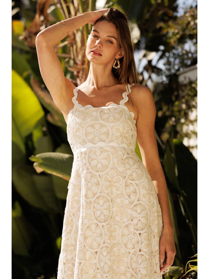 TONE NATURAL Scallop Tank Crochet Maxi Dress for wholesale on Faire