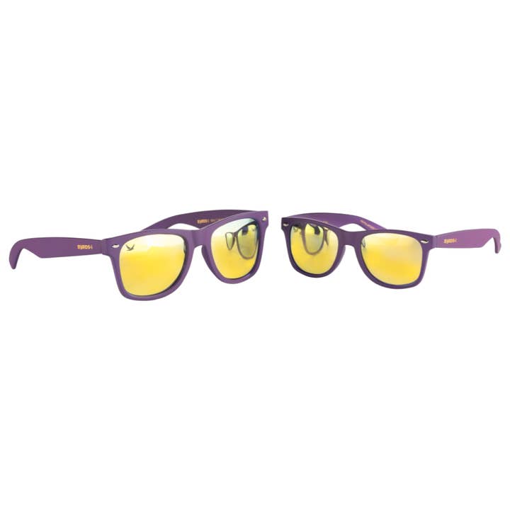 Adult + Kid Purple & Gold Sunglasses for wholesale by Byrdsi
