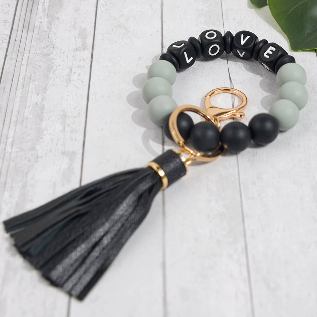 SoapElenGlen - Wholesale Keychain bracelet - LOVE Beaded Tassel Bracelet Keychain, Mother's Day Gift5