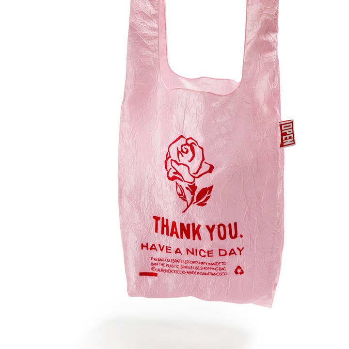 OPEN EDITIONS - Wholesale Grocery/Shopping Bag - Thank You Mini // Rose on Pink // Lauren DiCioccio