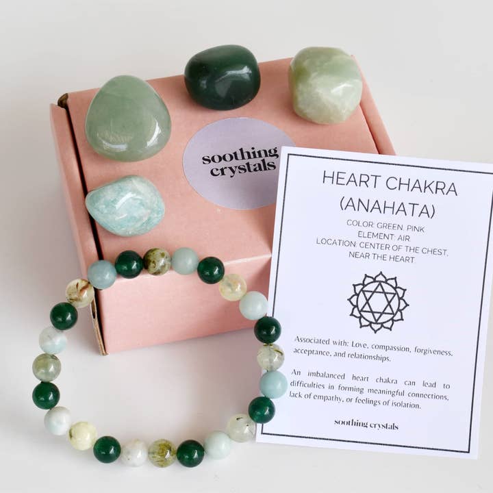 Soothing Crystals - Wholesale Spiritual Stone/Crystal - Natural HEART Chakra Healing Gemstone Kit, Chakra Gift Set
