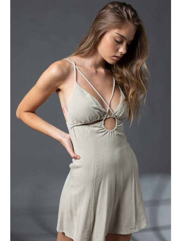 Papermoon - Wholesale Dress - Women's - PD16392 - Violet Cut Out Cross Body Self Tie Mini Dress