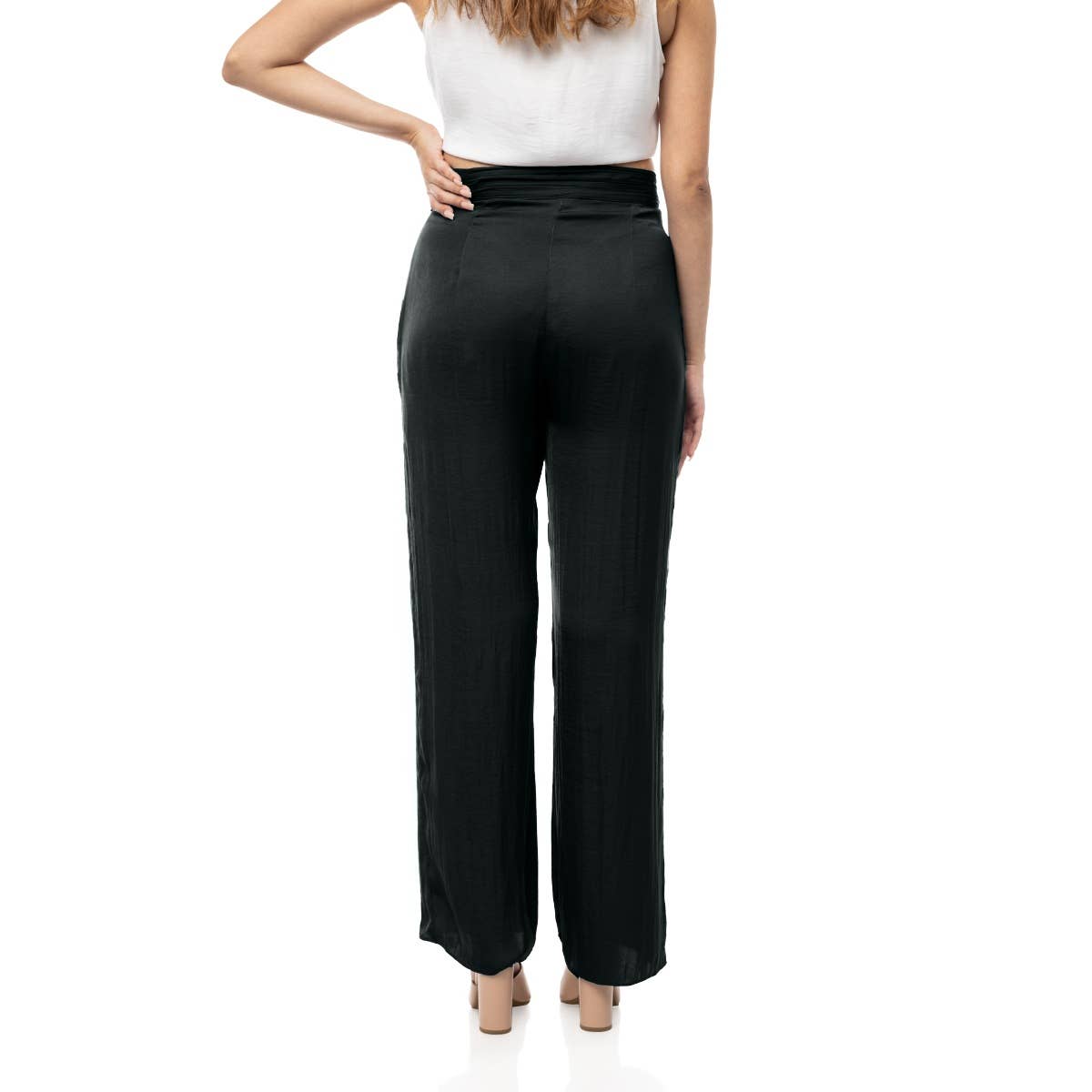 Naked Zebra Rack - Wholesale Pants - Women's - Ruched Waist Satin Pants5