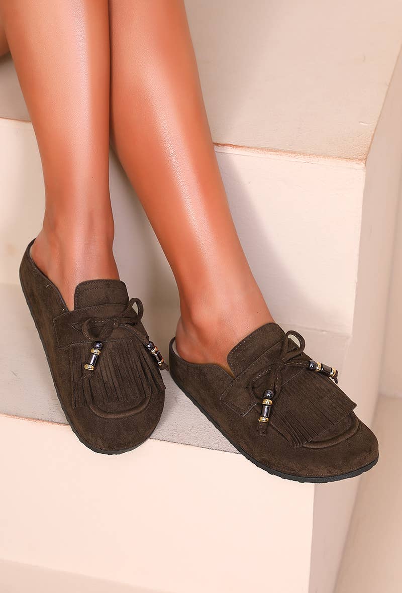 Joia Paris – wholesale Tofflor - Dam – Mules med fransar och dekorativa pärlor H8-979C1