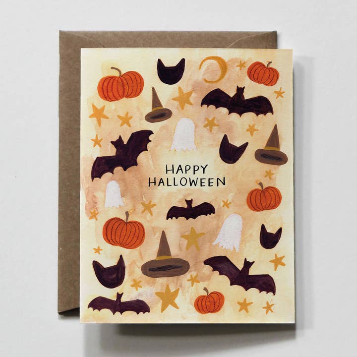 Fröhliches Halloween | Orange Herbst-Icon-Karte Fledermaus für den Großhandel von everglow handmade