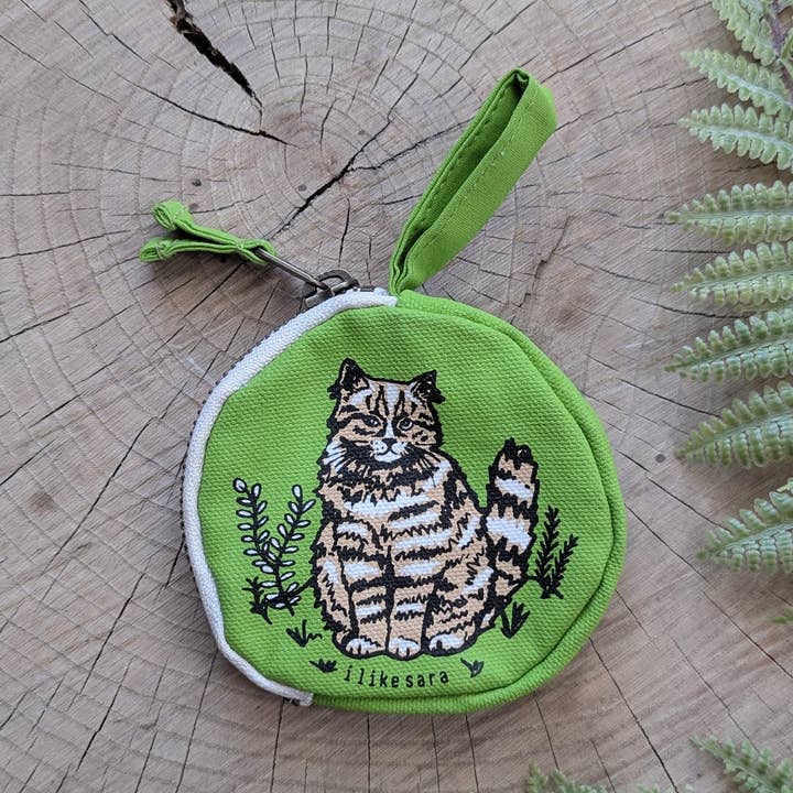 borsellino | gatto - borsa con cerniera verde con rivestimento impermeabile per la vendita all'ingrosso da parte di ilikesara | art + goods