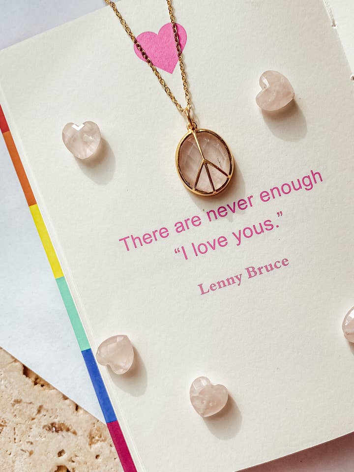 Rose Quartz Large Peace Chain Necklace for wholesale by Love & Nova